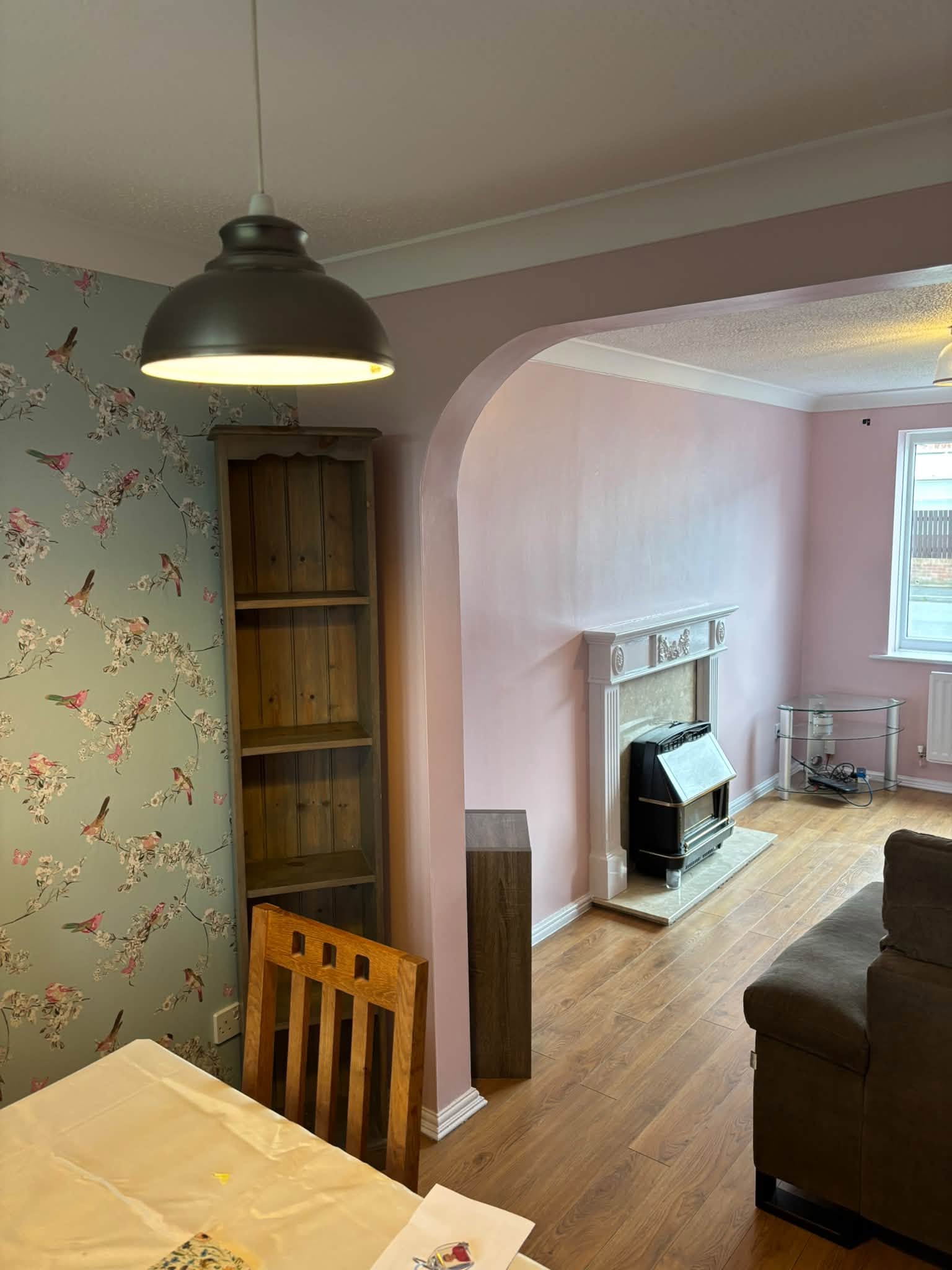 Pink & green living/dining room — project photograph