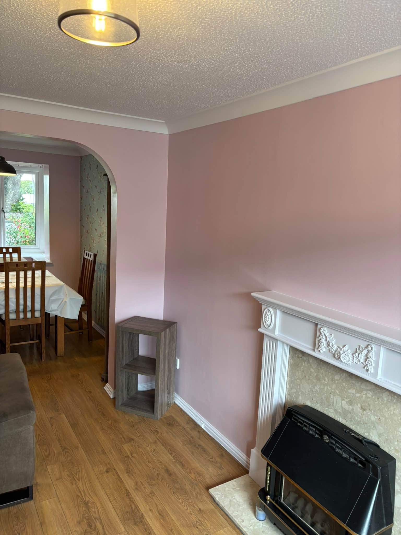 Pink & green living/dining room — project photograph
