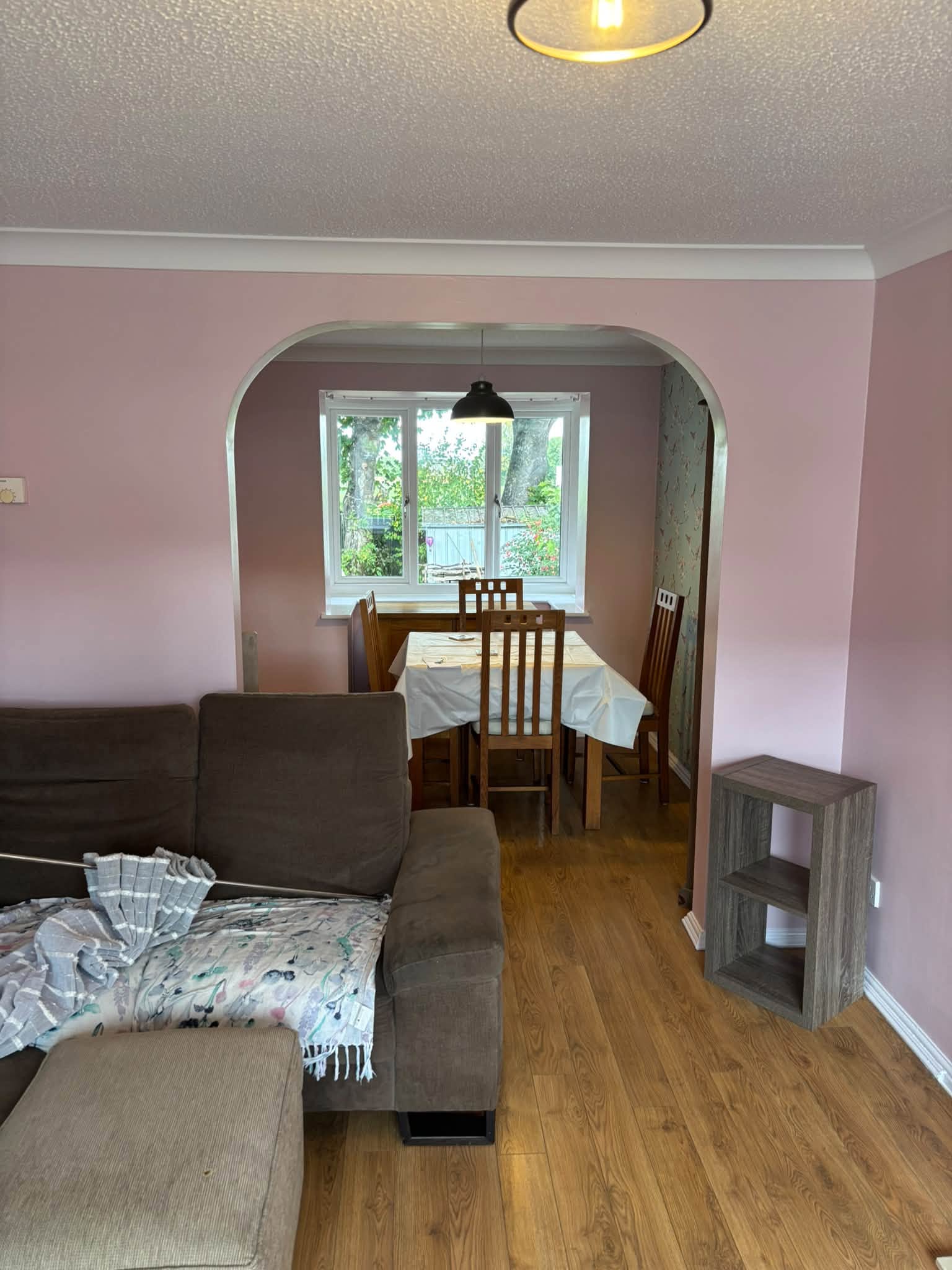 Pink & green living/dining room — project photograph