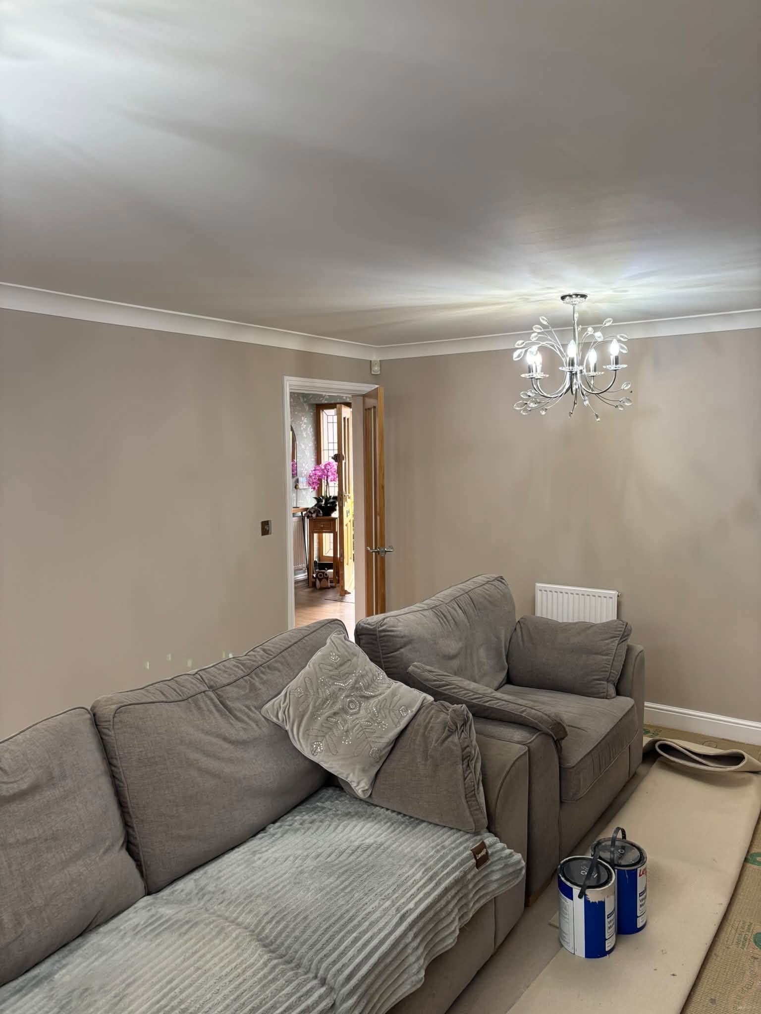 Living room wallpaper & feature wall — project photograph