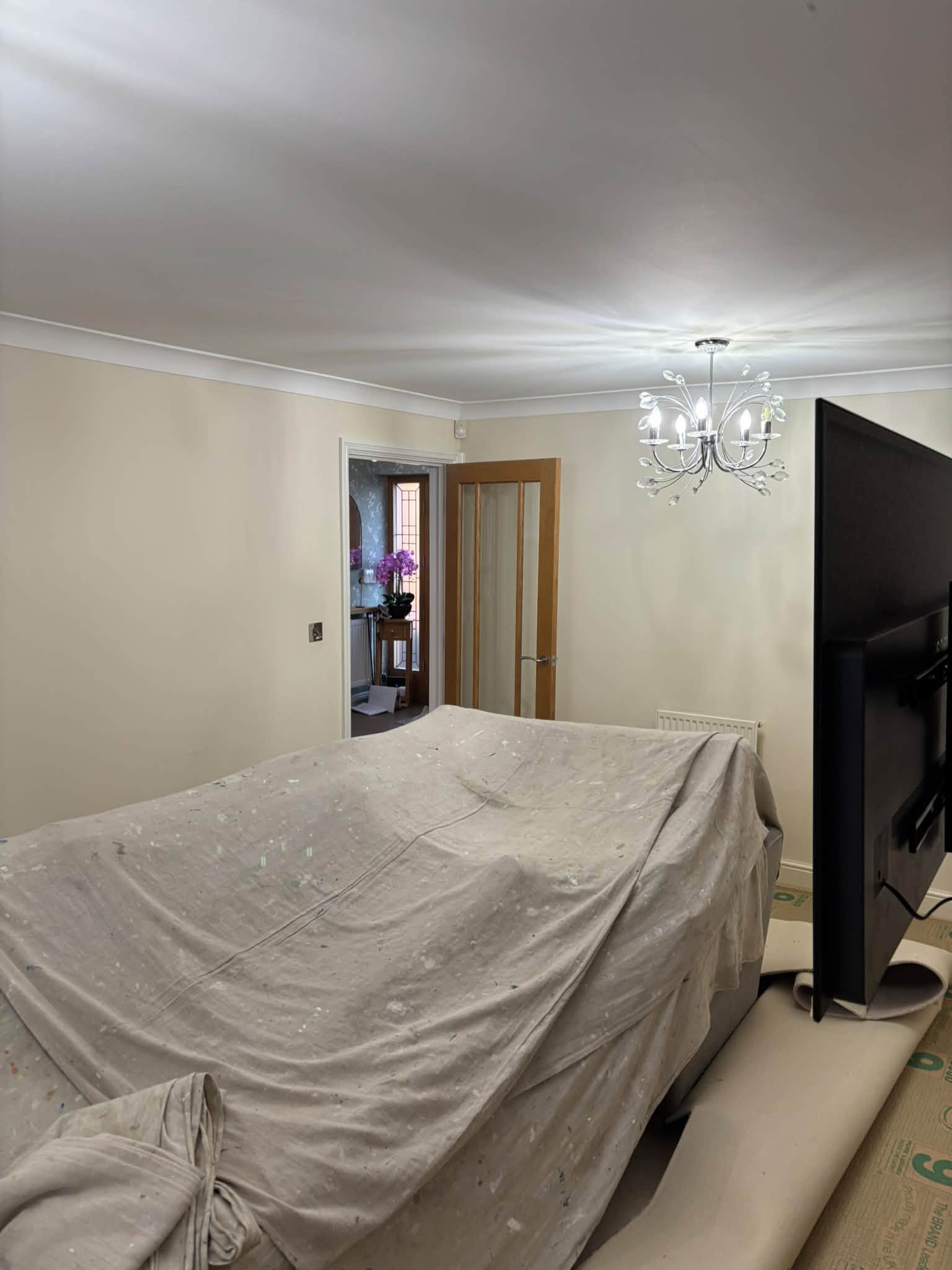 Living room wallpaper & feature wall — project photograph